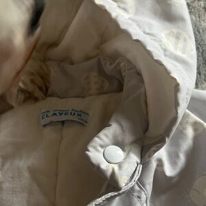 Clayeux Light Gray Puffer Jacket with Pale Yellow Accents